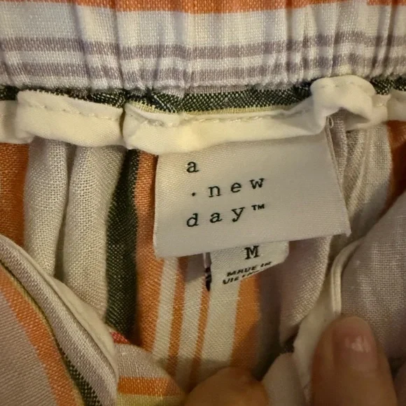 A New Day Women’s Striped Button-Front Skirt w/ Belt | Linen Blend | Size M - Picture 2 of 5